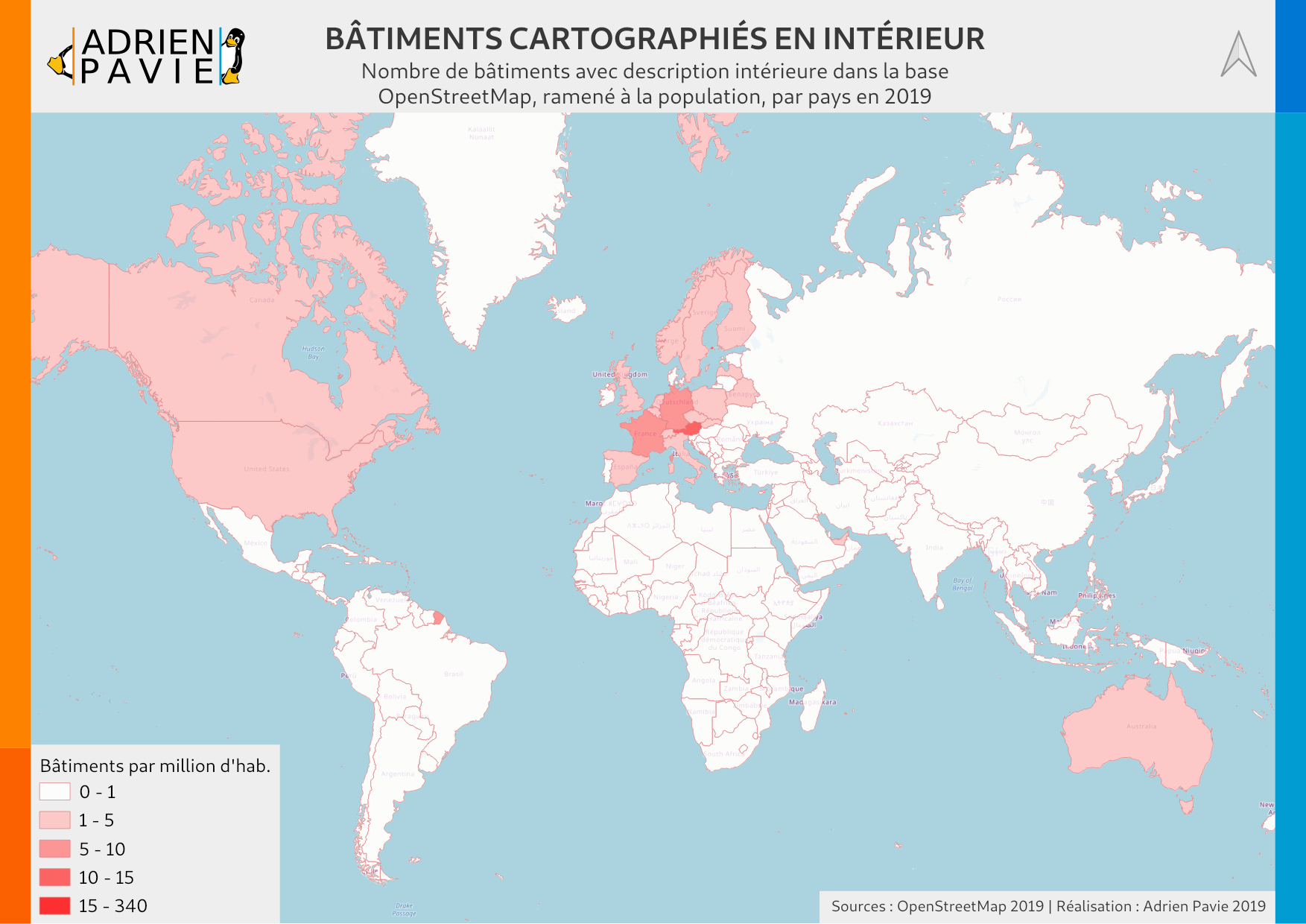 Nombre de bâtiments cartographiés ramenés à la population