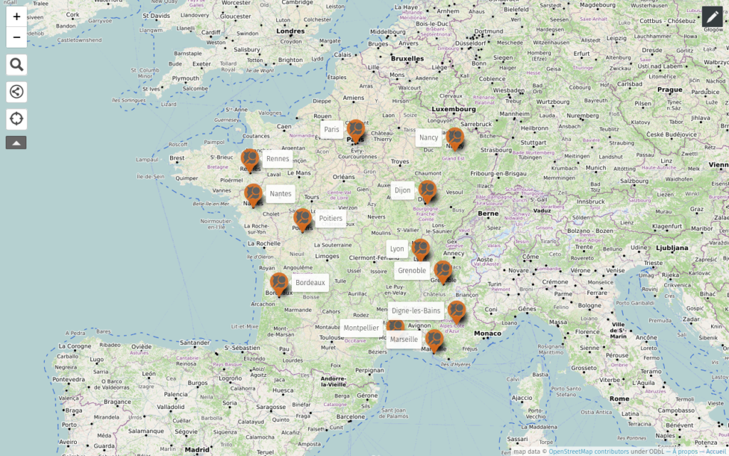 Carte uMap des Groupes locaux OpenStreetMap en France